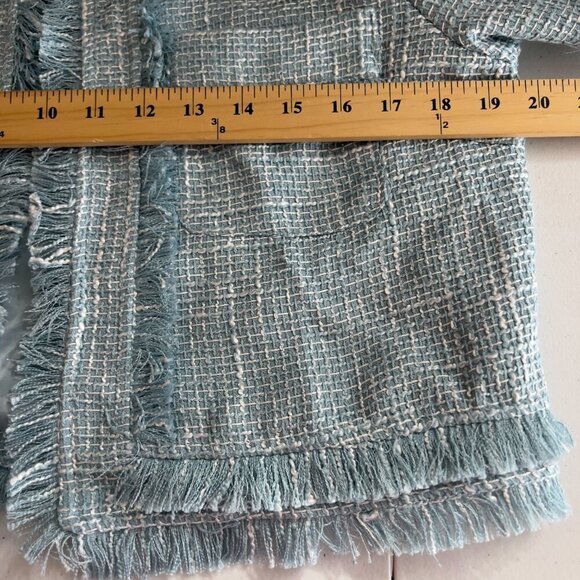 Lena Light Blue Tweed Short Sleeve Jacket & Skirt Matching Set Size L NWT - Picture 13 of 15